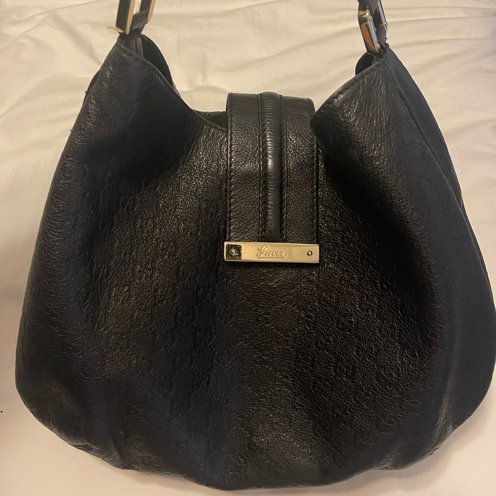 Vintage! Black Guccissima Leather hobo handbag